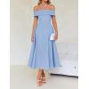 imageZESICA Cocktail Dresses for Womens Elegant Off Shoulder Short Sleeve Swing A Line Wedding Evening Party Midi DressBlue
