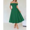 imageZESICA Cocktail Dresses for Womens Elegant Off Shoulder Short Sleeve Swing A Line Wedding Evening Party Midi DressGreen