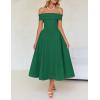 imageZESICA Cocktail Dresses for Womens Elegant Off Shoulder Short Sleeve Swing A Line Wedding Evening Party Midi DressGreen