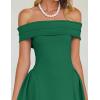 imageZESICA Cocktail Dresses for Womens Elegant Off Shoulder Short Sleeve Swing A Line Wedding Evening Party Midi DressGreen