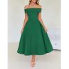 imageZESICA Cocktail Dresses for Womens Elegant Off Shoulder Short Sleeve Swing A Line Wedding Evening Party Midi DressGreen