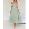 imageZESICA Cocktail Dresses for Womens Elegant Off Shoulder Short Sleeve Swing A Line Wedding Evening Party Midi DressLight Green