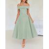 imageZESICA Cocktail Dresses for Womens Elegant Off Shoulder Short Sleeve Swing A Line Wedding Evening Party Midi DressLight Green