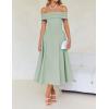 imageZESICA Cocktail Dresses for Womens Elegant Off Shoulder Short Sleeve Swing A Line Wedding Evening Party Midi DressLight Green