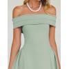 imageZESICA Cocktail Dresses for Womens Elegant Off Shoulder Short Sleeve Swing A Line Wedding Evening Party Midi DressLight Green