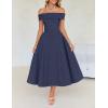 imageZESICA Cocktail Dresses for Womens Elegant Off Shoulder Short Sleeve Swing A Line Wedding Evening Party Midi DressNavy