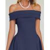 imageZESICA Cocktail Dresses for Womens Elegant Off Shoulder Short Sleeve Swing A Line Wedding Evening Party Midi DressNavy