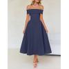 imageZESICA Cocktail Dresses for Womens Elegant Off Shoulder Short Sleeve Swing A Line Wedding Evening Party Midi DressNavy