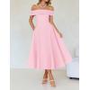 imageZESICA Cocktail Dresses for Womens Elegant Off Shoulder Short Sleeve Swing A Line Wedding Evening Party Midi DressPink
