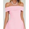 imageZESICA Cocktail Dresses for Womens Elegant Off Shoulder Short Sleeve Swing A Line Wedding Evening Party Midi DressPink