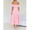imageZESICA Cocktail Dresses for Womens Elegant Off Shoulder Short Sleeve Swing A Line Wedding Evening Party Midi DressPink
