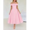 imageZESICA Cocktail Dresses for Womens Elegant Off Shoulder Short Sleeve Swing A Line Wedding Evening Party Midi DressPink