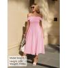 imageZESICA Cocktail Dresses for Womens Elegant Off Shoulder Short Sleeve Swing A Line Wedding Evening Party Midi DressPink