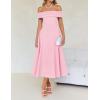 imageZESICA Cocktail Dresses for Womens Elegant Off Shoulder Short Sleeve Swing A Line Wedding Evening Party Midi DressPink