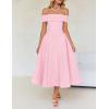 imageZESICA Cocktail Dresses for Womens Elegant Off Shoulder Short Sleeve Swing A Line Wedding Evening Party Midi DressPink
