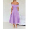 imageZESICA Cocktail Dresses for Womens Elegant Off Shoulder Short Sleeve Swing A Line Wedding Evening Party Midi DressPurple