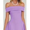 imageZESICA Cocktail Dresses for Womens Elegant Off Shoulder Short Sleeve Swing A Line Wedding Evening Party Midi DressPurple