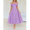 imageZESICA Cocktail Dresses for Womens Elegant Off Shoulder Short Sleeve Swing A Line Wedding Evening Party Midi DressPurple