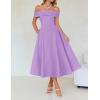 imageZESICA Cocktail Dresses for Womens Elegant Off Shoulder Short Sleeve Swing A Line Wedding Evening Party Midi DressPurple