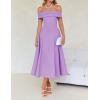 imageZESICA Cocktail Dresses for Womens Elegant Off Shoulder Short Sleeve Swing A Line Wedding Evening Party Midi DressPurple