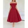 imageZESICA Cocktail Dresses for Womens Elegant Off Shoulder Short Sleeve Swing A Line Wedding Evening Party Midi DressRed