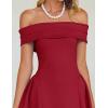 imageZESICA Cocktail Dresses for Womens Elegant Off Shoulder Short Sleeve Swing A Line Wedding Evening Party Midi DressRed