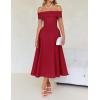 imageZESICA Cocktail Dresses for Womens Elegant Off Shoulder Short Sleeve Swing A Line Wedding Evening Party Midi DressRed