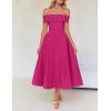 imageZESICA Cocktail Dresses for Womens Elegant Off Shoulder Short Sleeve Swing A Line Wedding Evening Party Midi DressRose