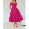 imageZESICA Cocktail Dresses for Womens Elegant Off Shoulder Short Sleeve Swing A Line Wedding Evening Party Midi DressRose