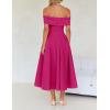 imageZESICA Cocktail Dresses for Womens Elegant Off Shoulder Short Sleeve Swing A Line Wedding Evening Party Midi DressRose
