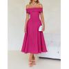 imageZESICA Cocktail Dresses for Womens Elegant Off Shoulder Short Sleeve Swing A Line Wedding Evening Party Midi DressRose