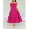 imageZESICA Cocktail Dresses for Womens Elegant Off Shoulder Short Sleeve Swing A Line Wedding Evening Party Midi DressRose