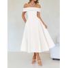 imageZESICA Cocktail Dresses for Womens Elegant Off Shoulder Short Sleeve Swing A Line Wedding Evening Party Midi DressWhite