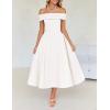 imageZESICA Cocktail Dresses for Womens Elegant Off Shoulder Short Sleeve Swing A Line Wedding Evening Party Midi DressWhite