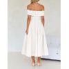 imageZESICA Cocktail Dresses for Womens Elegant Off Shoulder Short Sleeve Swing A Line Wedding Evening Party Midi DressWhite