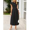 imageZESICA Womens 2025 Summer Boho Button Midi Dresses Casual V Neck Flutter Sleeve Belted Long Dresses with PocketsBlack