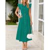 imageZESICA Womens 2025 Summer Boho Button Midi Dresses Casual V Neck Flutter Sleeve Belted Long Dresses with PocketsDark Green