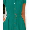 imageZESICA Womens 2025 Summer Boho Button Midi Dresses Casual V Neck Flutter Sleeve Belted Long Dresses with PocketsDark Green