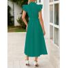 imageZESICA Womens 2025 Summer Boho Button Midi Dresses Casual V Neck Flutter Sleeve Belted Long Dresses with PocketsDark Green