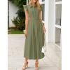 imageZESICA Womens 2025 Summer Boho Button Midi Dresses Casual V Neck Flutter Sleeve Belted Long Dresses with PocketsGreen