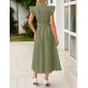 imageZESICA Womens 2025 Summer Boho Button Midi Dresses Casual V Neck Flutter Sleeve Belted Long Dresses with PocketsGreen