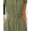 imageZESICA Womens 2025 Summer Boho Button Midi Dresses Casual V Neck Flutter Sleeve Belted Long Dresses with PocketsGreen