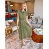 imageZESICA Womens 2025 Summer Boho Button Midi Dresses Casual V Neck Flutter Sleeve Belted Long Dresses with PocketsGreen