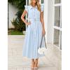imageZESICA Womens 2025 Summer Boho Button Midi Dresses Casual V Neck Flutter Sleeve Belted Long Dresses with PocketsLight Blue