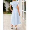imageZESICA Womens 2025 Summer Boho Button Midi Dresses Casual V Neck Flutter Sleeve Belted Long Dresses with PocketsLight Blue