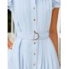 imageZESICA Womens 2025 Summer Boho Button Midi Dresses Casual V Neck Flutter Sleeve Belted Long Dresses with PocketsLight Blue