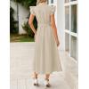 imageZESICA Womens 2025 Summer Boho Button Midi Dresses Casual V Neck Flutter Sleeve Belted Long Dresses with PocketsNatural