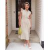 imageZESICA Womens 2025 Summer Boho Button Midi Dresses Casual V Neck Flutter Sleeve Belted Long Dresses with PocketsNatural