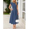 imageZESICA Womens 2025 Summer Boho Button Midi Dresses Casual V Neck Flutter Sleeve Belted Long Dresses with PocketsNavy