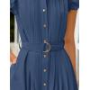 imageZESICA Womens 2025 Summer Boho Button Midi Dresses Casual V Neck Flutter Sleeve Belted Long Dresses with PocketsNavy